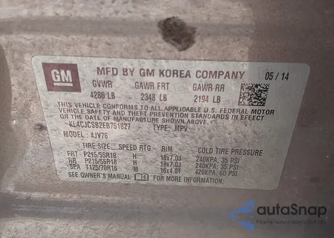 2014 Buick Encore Leather из США, поврежденный, VIN KL4CJCSB2EB751827